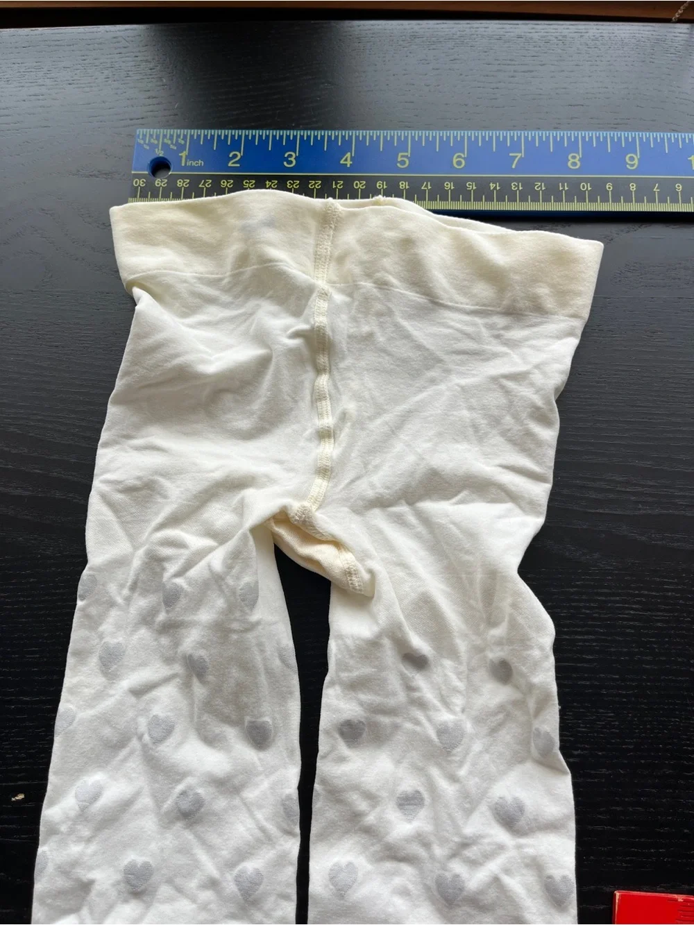 White Off-White Cream Textured Heart Pattern Tights Stockings Pantyhose Stretch